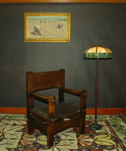 Rare Early Charles Limbert large arm chair with sling seat    Stickley era